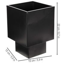 daiktų Juodas kubo formos vazonas su pagrindu, modernus, 22 cm