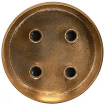 daiktų Žvakių laikiklio dubuo, skirtas 4 lazdelių žvakėms senovinės išvaizdos aukso spalvos Ø22cm