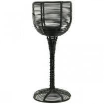Arbatos žvakidės laikiklis metalinis juodas dekoratyvinis vyno stiklas Ø13cm H31.5cm