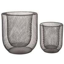 daiktų Juodo metalo vielinis krepšelis žvakidėms, Ø28,5/18 cm, 2 vnt. rinkinys