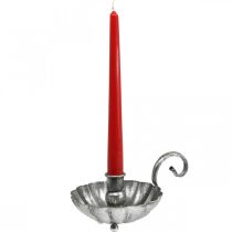 Žvakidė sidabrinė žvakių dubuo su rankena H9,5cm