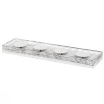 daiktų Žvakių laikiklis baltas žvakių padėklas metalinis medis 60x15x5cm