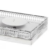 daiktų Žvakių laikiklis baltas žvakių padėklas metalinis medis 60x15x5cm