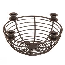 daiktų Žvakių laikiklis 4 žvakėms dekoratyvinis dubuo metalinis rudas Ø14cm