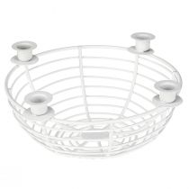 daiktų Žvakių laikiklis baltame dekoratyviniame metaliniame dubenyje Ø14cm H7cm