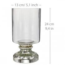 Žibinto stiklo žvakių stiklas senovinės išvaizdos sidabras Ø13cm H24cm