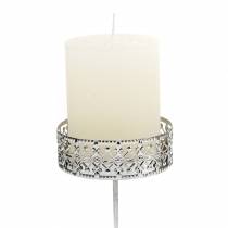 daiktų Gėlėtos žvakidės, skirtos prijungti sidabro spalvos Ø7,4cm H12,5cm antikvarinės išvaizdos 4 vnt.