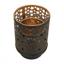 daiktų Žvakių laikiklis metalinis juodos/auksinės žvaigždės H13,5cm/19cm rinkinys iš 2 vnt