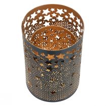 daiktų Žvakių laikiklis metalinės žvaigždės juodos/auksinės H10/15cm rinkinys iš 2 vnt