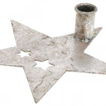 daiktų Metalo dekoravimo žvaigždė, kūgio formos žvakių laikiklis kalėdiniam sidabrui, senovinė išvaizda 20 cm × 19,5 cm