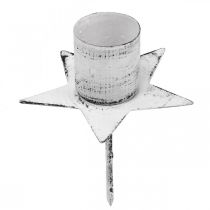 daiktų Žvaigždės formos žvakidės, metalinės, baltos, „Shabby Chic“ formos, 6 cm, 4 vnt.