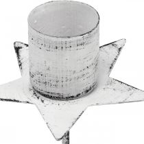 daiktų Žvaigždės formos žvakidės, metalinės, baltos, „Shabby Chic“ formos, 6 cm, 4 vnt.