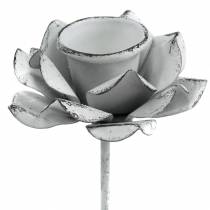 daiktų Žvakidės gėlė balto metalo klijavimui Ø6×10cm