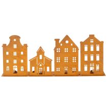 daiktų Žvakidės kalėdinės lemputės, dekoracijos nameliai, rūdžių spalvos, 52 × 12 cm