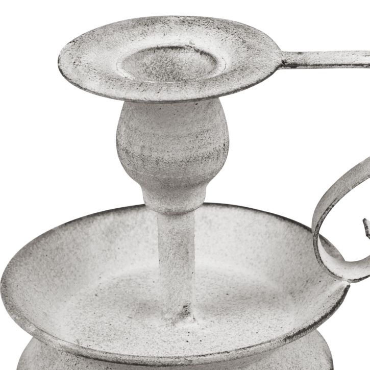daiktų Žvakidė metalinė žvakidės rankena balta pilka 12,5cm