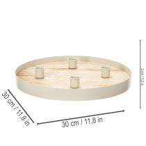 daiktų Apvalus medinis žvakių padėklas keturioms kūginėms žvakėms, 30 cm