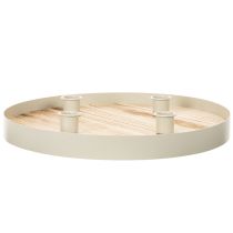 daiktų Apvalus medinis žvakių padėklas keturioms kūginėms žvakėms, 30 cm