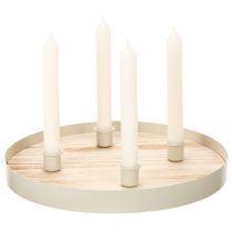 daiktų Apvalus medinis žvakių padėklas keturioms kūginėms žvakėms, 30 cm