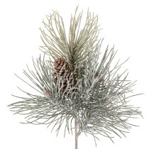 daiktų Dirbtinė pušies šaka su kankorėžiais, žiemiška, 40 cm