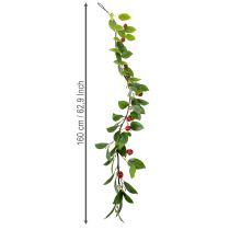 daiktų Dirbtinė girlianda su vyšniomis. Puikiai tinka natūraliam kambario dekoravimui. Gėlių imitacija. 160 cm.
