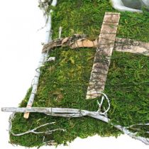 Pagalvėlės samanos ir vijokliai su kryžiumi kapo įrengimui 25x25cm