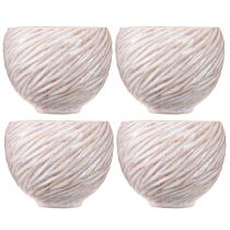 daiktų Maži keraminiai dubenėliai rožinės spalvos spiralinio dekoro Ø9cm 4vnt