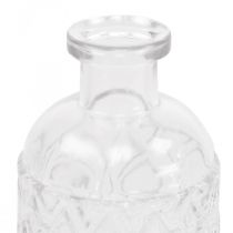 Maža stiklinė vaza vaza deimantinio rašto stiklas skaidrus H12,5cm 6vnt