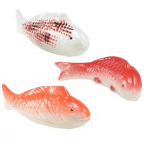daiktų Koi dekoratyvinė žuvis keraminė raudona balta plaukiojanti 15cm 3vnt