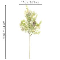 daiktų Dirbtinė spygliuočio šaka su kankorėžiais kaip dirbtinė stalo puošmena, 39 cm, 4 vnt.