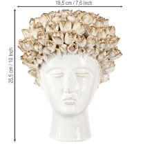 daiktų Galva Vaza Keraminė vaza su rožėmis Balta Ruda Ø19cm H2,5cm