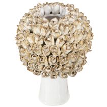 daiktų Galva Vaza Keraminė vaza su rožėmis Balta Ruda Ø19cm H2,5cm