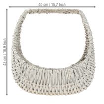 daiktų Krepšelis su rankena, pintas krepšelis, skalbtas pilkas, H43/34/27cm, rinkinyje 3 vnt.