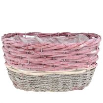 Ovalus krepšelių rinkinys iš 3 rožinių, natūralus
