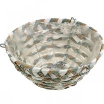 daiktų Augalų krepšelis pakabinimui, gėlių krepšelis pintas baltas, pilkas, natūralus H16cm Ø30cm