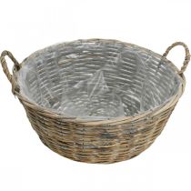 daiktų Didelis pintas krepšelis su rankenomis, natūralios baltos spalvos, XL dydžio vazonas kaimiško stiliaus, dekoratyvinis krepšelis augalams ir laikymui, Ø51 cm