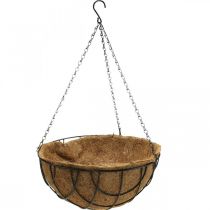 Augalų dubuo pakabinimui, pakabinamas krepšelis kokoso pluoštas, metalas natūralus, juodas H16,5cm Ø35cm