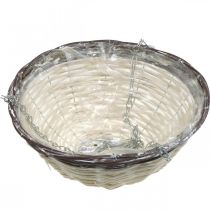 daiktų Pakabinamas krepšelis, dubuo augalams pakabinti baltas, rudas, skurdus prašmatnus Ø31,5cm