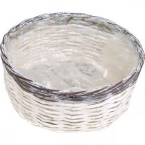 daiktų Dekoratyvinis apvalus krepšelis, baltas ir rudas, Ø29cm, pintas vazonas, dovana, vestuvių dekoracija