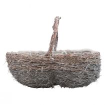Krepšelis su rankena augalų krepšelis baltintas 40/34/27cm rinkinys iš 3