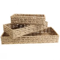 daiktų Krepšelio padėklas dekoratyvinis padėklas krepšelis natūralus 41/33/25cm rinkinys iš 3
