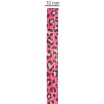 daiktų Dekoratyvinė juostelė, leopardo rašto, rožinė, garbanota, dovanų pakavimui ir rankdarbiams, 10 mm, 100 m