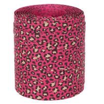 daiktų Dekoratyvinė juostelė, leopardo rašto, rožinė, garbanota, dovanų pakavimui ir rankdarbiams, 10 mm, 100 m
