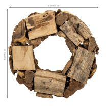 daiktų Dekoratyvinis vainikas, pagamintas iš natūralaus medžio gabalėlių, apvalus, 35 cm
