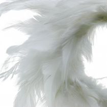Plunksnų vainikas baltas mažas Ø11cm Velykų puošmena tikros plunksnos