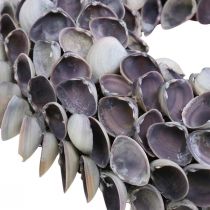 Kriauklių vainikas, purpuriniai drožlių natūralūs kriauklės, žiedas iš kriauklių Ø25cm