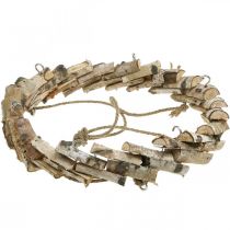 daiktų Medinis vainikas pakabinimui su kabliuku iš beržo medienos Ø35cm - Natūrali pavasario puošmena, makramei, gėlėms ir žolelėms