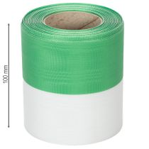 daiktų Žalia ir balta muaro rašto vainiko juostelė, 100 mm x 25 m - tautinė juostelė, taftos apvadas, kaspinėlis, dekoratyvinė juostelė