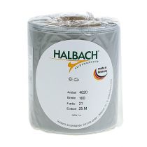 daiktų Satininė vainiko juostelė, sidabrinė, 100 mm pločio, 25 m ilgio, laidotuvių vainikams, atminimo vainikams ir jubiliejams, atspari oro sąlygoms ir kompostuojama