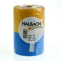 daiktų Moiré vainiko juostelės 150 mm mėlynos ir geltonos spalvos - aukščiausios kokybės gedulo ir dekoratyvinė juostelė šventėms, kaspinėlis