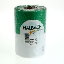 daiktų Muaro vainiko juostelė žaliai balta 150 mm, dekoratyvinė juostelė, kaspinėlis, taftos kokybės 25 m